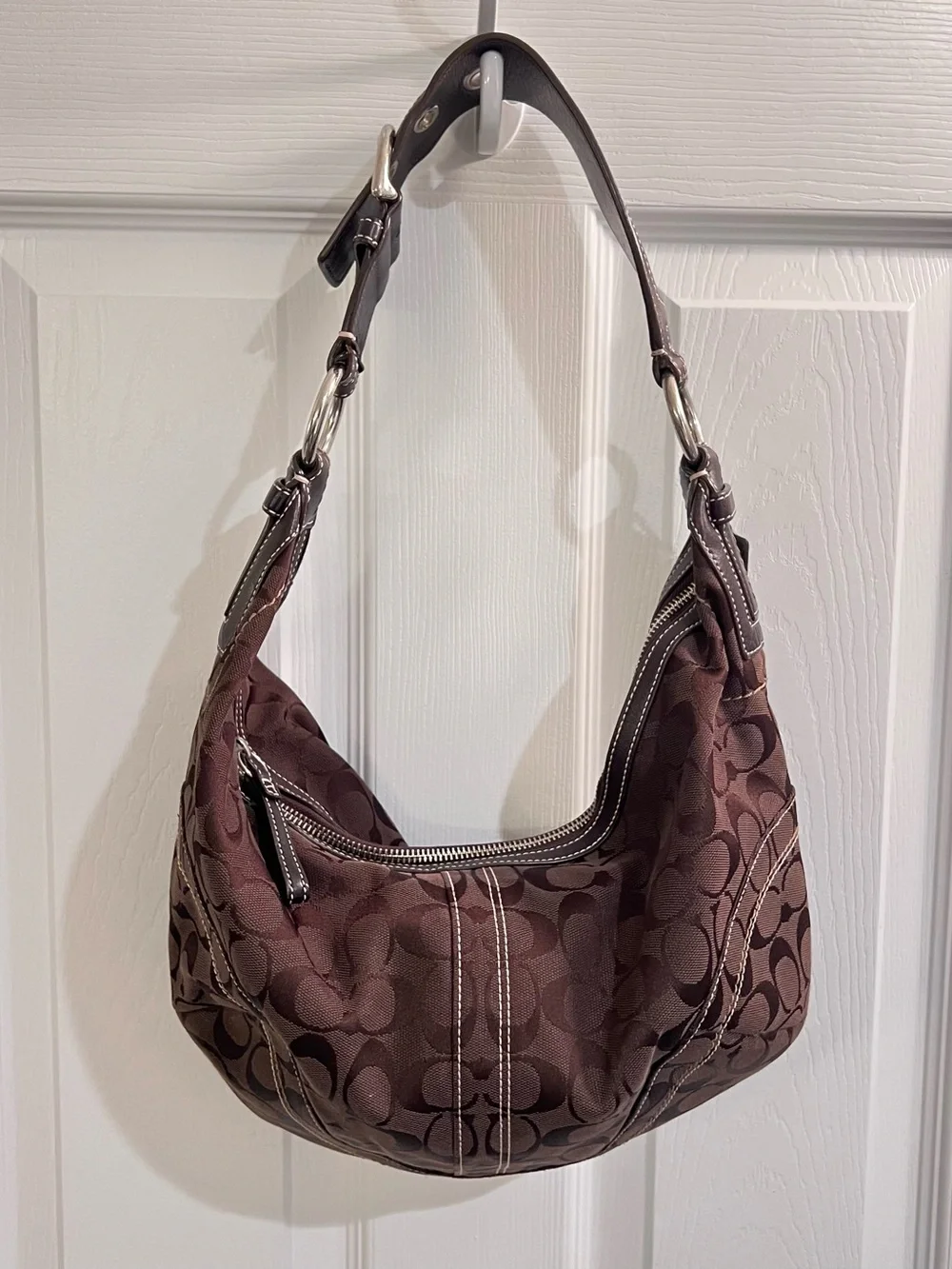 Coach Brown Signature Hobo Shoulder Bag